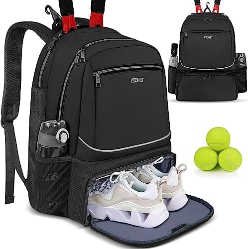 Tennis Bag Tennis Backpack 2 Rackets for Women Men, Large Pickleball Bag with Insulated Pocket and Ventilated Shoe Compartment to Hold Badminton...