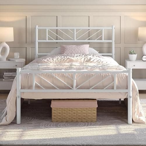 Yaheetech Twin Size Platform Bed Frame with Arrow Design Headboard, 13 Inches Metal Mattress Foundation for Storage, No Box Spring Needed, Easy...