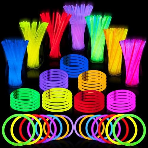 JOYIN 100 Pcs 8" Glow sticks Bulk Party Favors Pack, Neon Glow in the Dark Party Supplies, Light Up Necklaces and Bracelets with Connectors,...