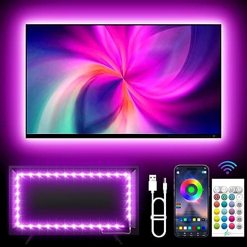 KANTUTOE Lumières LED pour téléviseur, bande de rétroéclairage LED RVB de 13,1 pieds pour téléviseur/moniteur de 45 à 60 pouces, application Bluetooth de synchronisation de musique et lumières LED de télévision télécommandées...