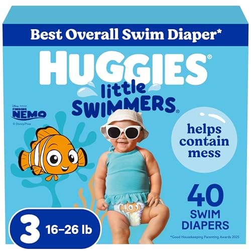HUGGIES Disposable Swim Diapers - Size 3 Small, Huggies Little Swimmers, 40 ct