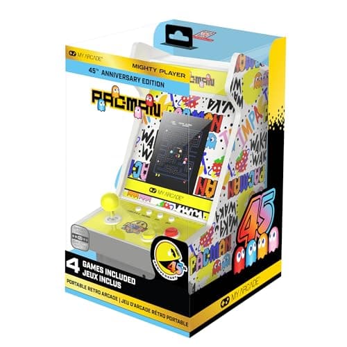 My Arcade Pac-Man 45th Anniversary Mighty Player : Pac-Man Retro Gaming, jeu de comptoir, chapiteau lumineux, 4 jeux en 1