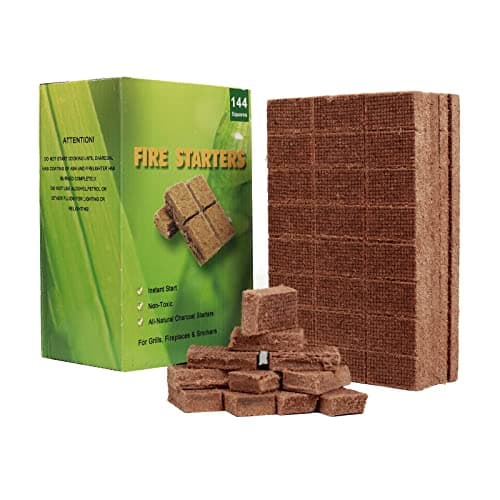 Bbcuepro Allume-feu au charbon de bois entièrement naturel - 144 cubes d'allume-feu rapides comme l'éclair pour barbecue, charbon de bois, feu de camp, cheminée, bois...