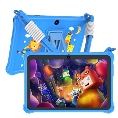 Tablette pour enfants PRITOM 7 pouces, tablette Android 13 pour enfants avec lanière, tablette pour tout-petits 32 Go avec WiFi, logiciel pour enfants pré-installé, contrôle parental,...