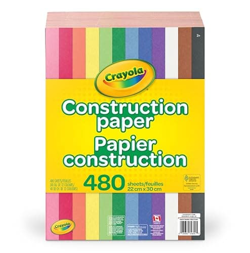 Crayola Construction Paper Bulk Pack (480 Sheets) – 12 Assorted Colours, 9x12, Teacher School Supplies & Classroom Must Haves, Card Making Craft...