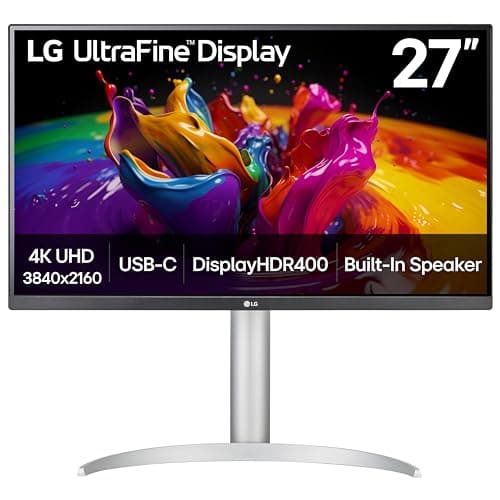 LG Ultrafine 27 inch 4K UHD (3840x2160) IPS Monitor, USB-C PD 90W, DisplayPort, Hardware Calibration, Tilt/Height/Pivot Adjustment, 95% DCI-P3 HDR...