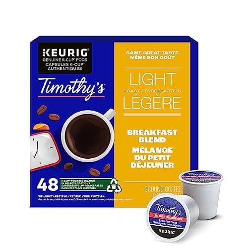 Timothy's Certified Breakfast Blend K-Cup Pods for Keurig Coffee Makers, Box of 48