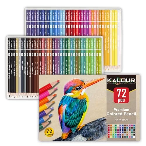 KALOUR 72 Count Pencil Crayons for Adult Coloring Books, Soft Core,Ideal for Drawing Blending Shading,Colored Pencils Set Gift for Adults Beginners...