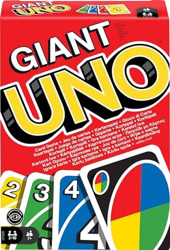 Mattel Games Jeu de cartes géant UNO pour enfants, adultes et familles, grand jeu accessible et personnalisable pour daltoniens