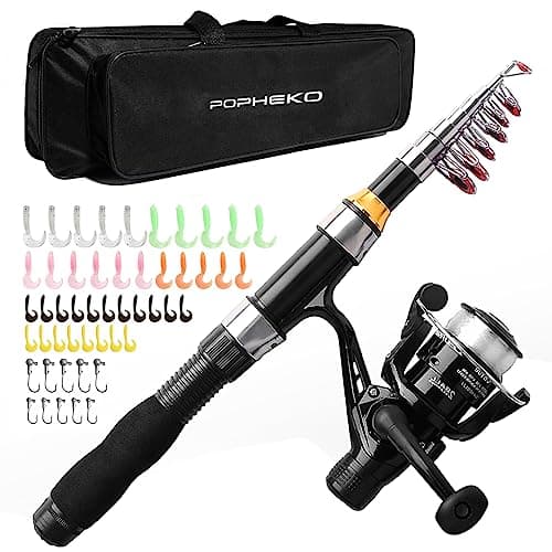 Telescopic Fishing Rod Reel Full Kit Fishing Line Lures for Beginner All-in-One 1.7M/5.58FT Light-Weight Fishing Rod+Spinning Reel+Line+Lures...