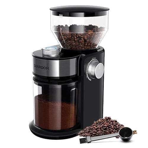 SHARDOR Moulin à café électrique, moulin à grains de café automatique avec 16 réglages de mouture précis, moulin à fraises plat réglable pour presse française, goutte à goutte...