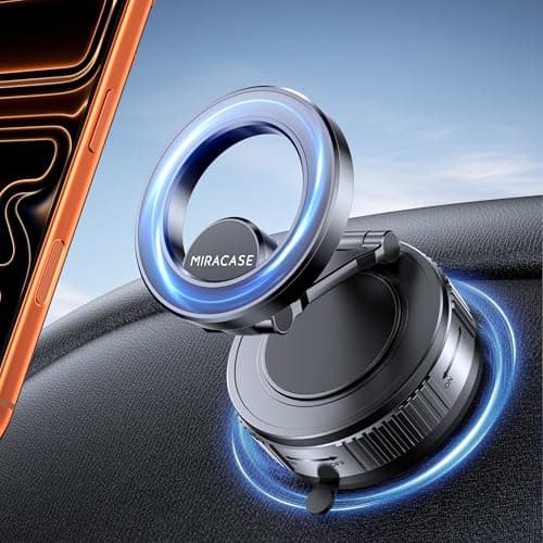 Miracase 2026 pour support de voiture MagSafe : [Aspiration sous vide ultra-forte + Gel renforcé] Cadres de montage en tableau de bord rotatifs à 360°, support de téléphone de voiture pour...
