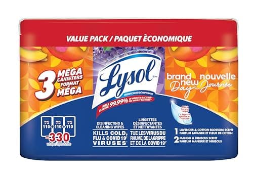 LYSOL® Disinfecting Wipes - BND 2x Mango & Hibiscus + 1x Lavender and Cotton Blossom (3x110) ct