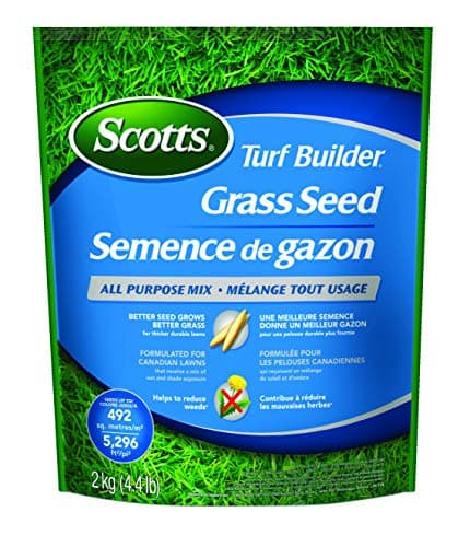 Mélange tout usage de graines de gazon Scotts Turf Builder 2 kg (couverture de 492 mètres carrés / 5 296 pieds carrés) | Formule Sun & Shade pour une pelouse épaisse et verte
