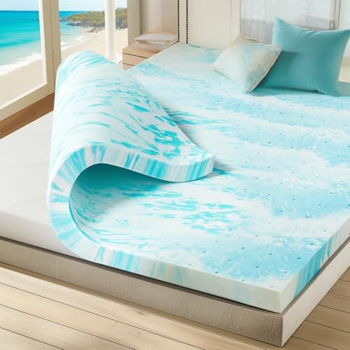 Sweetcrispy Surmatelas en mousse à mémoire de forme, surmatelas infusés de gel de 3 pouces d'épaisseur pour lit double, surmatelas doux et respirants pour dormeur...