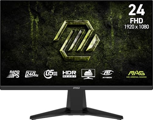 MSI MAG 245F X24 24-inch 1920 x 1080 (FHD) Gaming Monitor, 240Hz, FreeSync Premium, HDR Ready, HDMI, VGA Port, VESA Mountable, Tilt, 4-Side Slim...