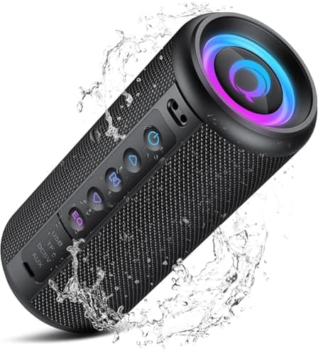 Haut-parleur Bluetooth portable, haut-parleur Bluetooth 5.4 2026 sans fil avec 4 lumières RVB, son stéréo fort de 20 W, couplage TWS, 3 modes d'égalisation, micro intégré,...