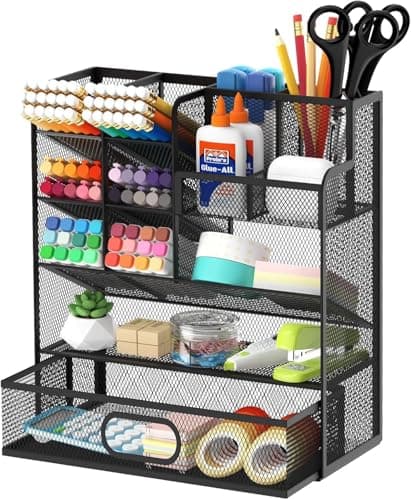 Reeplan Pen Organizer for Desk - Multi-Functional Pencil Holder with Drawer Desk Organizers, Large Capacity Storage for School Office Home Supplies...