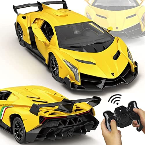 GUOKAI Voiture télécommandée, voiture de jouet de course de sport RC à l'échelle 1/24, compatible avec le modèle de véhicule de loisir RC sous licence Lamborghini Veneno pour garçons, enfants et...