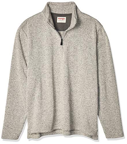 Wrangler Authentics Pull à manches longues en polaire avec quart de fermeture éclair pour homme, gris clair, Medium