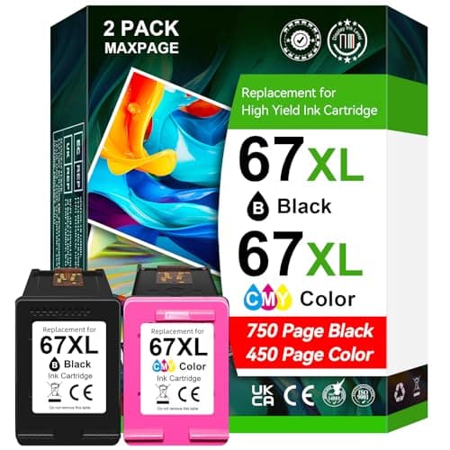 Cartouches d'encre 67XL compatibles pour HP 67, pack combiné de couleur noire, adaptées pour Deskjet 2855e 4255e 2700 2755e 2734e 2842e 4255e 2723e 4155e...