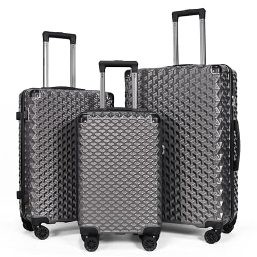 TITILT Ensemble de Bagages 3 pièces PC + ABS Bagage à Main Valise Rigide Durable avec Serrure TSA Roues silencieuses universelles (Gris métal)