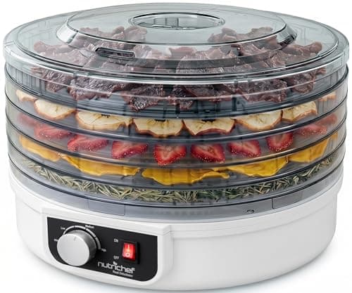 Déshydrateur alimentaire NutriChef | Déshydrater la viande de bœuf séchée, la viande, les champignons, les fruits et les légumes | Idéal pour un usage domestique | Utilise une circulation à haute température...