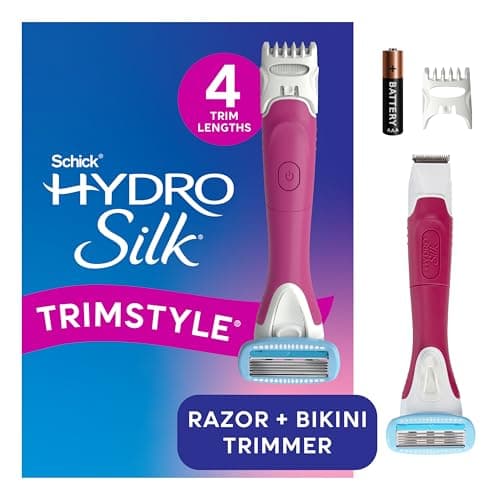 Rasoir hydratant Schick Hydro Silk TrimStyle avec tondeuse bikini pour femme | Rasoir bikini 2 en 1 pour femme et tondeuse pour poils pubiens |...