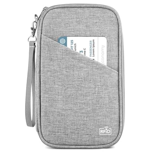 Famille de porte-passeport, portefeuille de passeport bloquant les RFID pour femmes, organisateur de documents de voyage pour portefeuilles, sac porte-passeport étanche pour hommes...