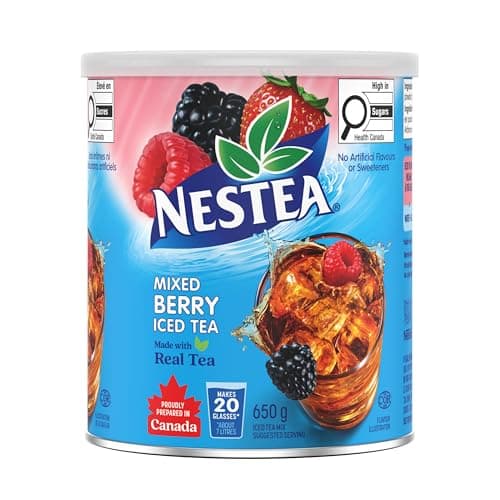 NESTEA Mixed Berry Iced Tea Mix, Made With Real Tea and Infused With Berry Flavour, No Artificial Flavours or Sweeteners, Prepared in Canada,...