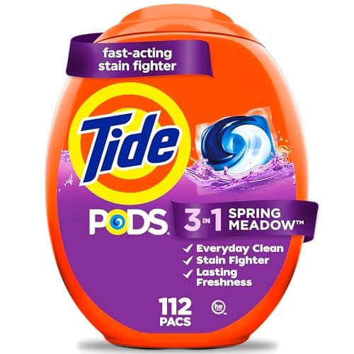 Capsules de détergent à lessive Tide PODS, détachant 3 en 1, anti-odeurs, protecteur de couleur, compatible HE, parfum Spring Meadow, 112 unités