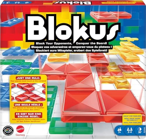 Mattel Games Blokus Jeu de société stratégique pour enfants et familles avec pièces accessibles aux daltoniens et une seule règle