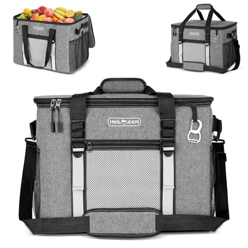 Sac isotherme INSMEER 50L, glacière robuste et étanche pour 75 canettes, glacière pliable étanche avec bandoulière pour la plage,...
