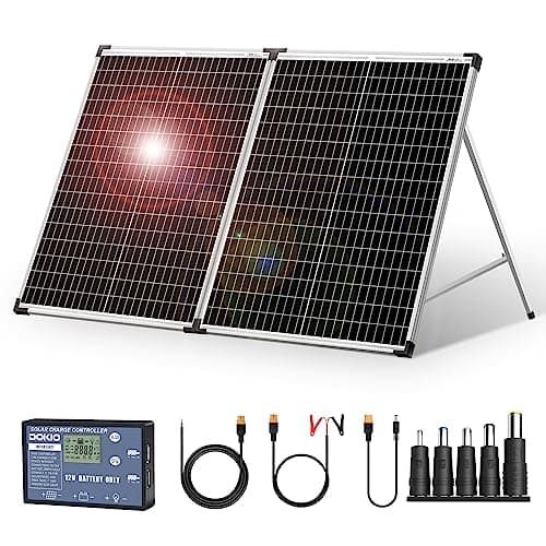DOKIO Panneau solaire pliable 100w (50x2) 18v monocristallin, valise solaire pliante portable avec contrôleur de charge pour charger les batteries 12V (toutes...