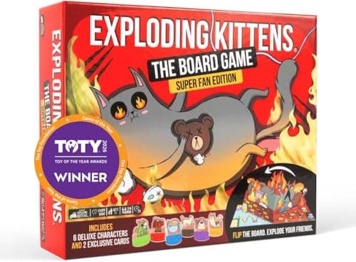 Exploding Kittens: Board Game - The Superfan Edition - The First Exploding Kittens Board Game - Action Packed Party Game - 2-6 Players Aged 7+ -...
