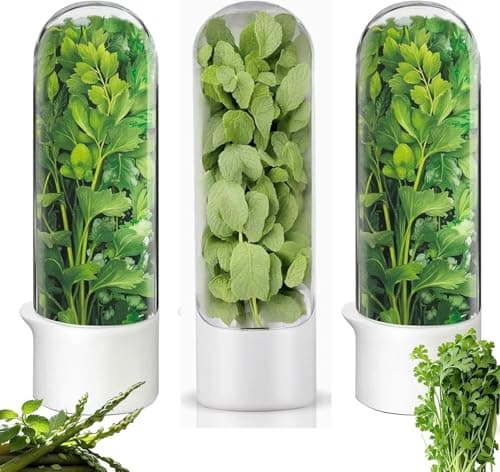 Herb Saver Containers for Refrigerator - Fresh Cilantro, Parsley & Mint Keeper, Prolongs Freshness 2-3 Weeks, Lettuce & Herb Storage Container for...