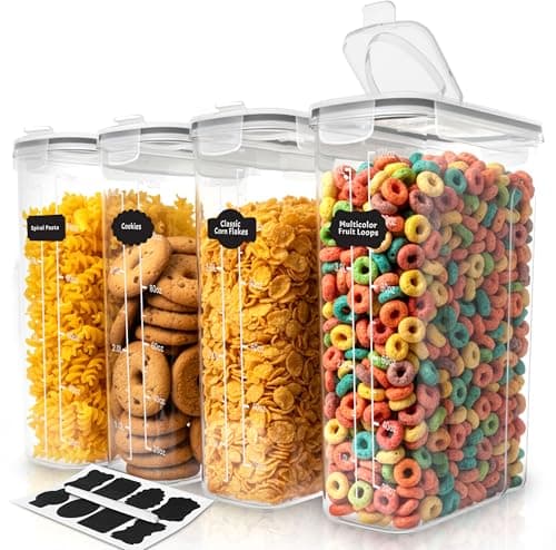 KICHLY Pack of 4 Cereal Containers Storage - Cereal Dispenser & Food Storage Containers for Pantry Organization and Storage -Food Dispensers for...