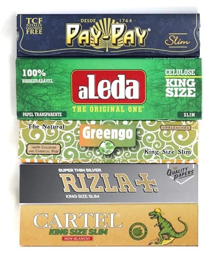 Ensemble d'échantillons - 5 livrets de papier à rouler différents King Size et King Size Slim Papers