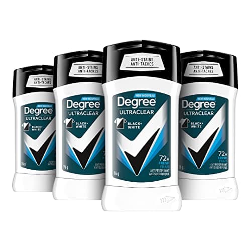 Degree Men UltraClear Antiperspirant Deodorant, Fresh, 72-Hour Sweat & Odour Protection With MotionSense Technology, 76g, Pack of 4