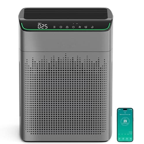 Purificateurs d'air MERONTE pour grande pièce jusqu'à 1690 pieds² avec capteur de qualité de l'air et contrôle intelligent Wi-Fi, filtre purificateur d'air HEPA avec double face...
