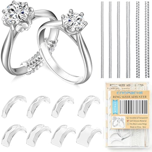 Coopache Ajusteur de Taille de Bague Invisible 14 Pièces Réducteur d'Anneau Lâche Adaptateur en Silicone Transparent pour Hommes Femmes