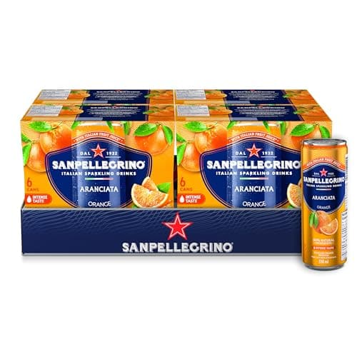 San Pellegrino Naturali Italian Sparkling Drink Aranciata, Orange, 330 mL Can, 24 Cans Total