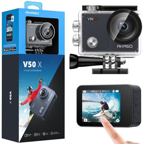 AKASO V50X Native 4K30fps 20MP WiFi Action Camera with EIS Touch Screen, 4X Zoom, 131 feet Waterproof Underwater Camera, Remote Control Sports...