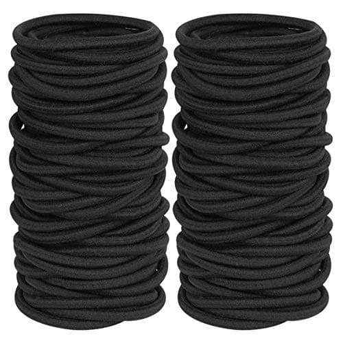 GOSICUKA 120 pièces élastiques à cheveux noirs pour cheveux épais et bouclés porte-queue de cheval bande élastique pour femmes ou hommes (4 mm)