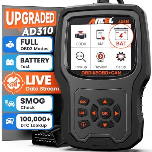 ANCEL AD530 Lecteur de code de scanner professionnel OBD2 pour véhicule avec test de batterie, vérification du moteur, analyse des données en direct, outil de diagnostic de voiture tout-en-un OBD 2...