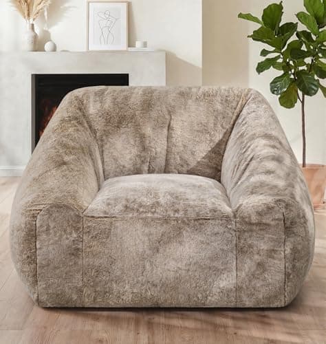 Hobestluk Bean Bag Chairs for Adults Giant Bean Bag Chair with Memory Foam Filling, Bean Bag Chair Lazy Chair with Armrest, Adult Beanbag for...