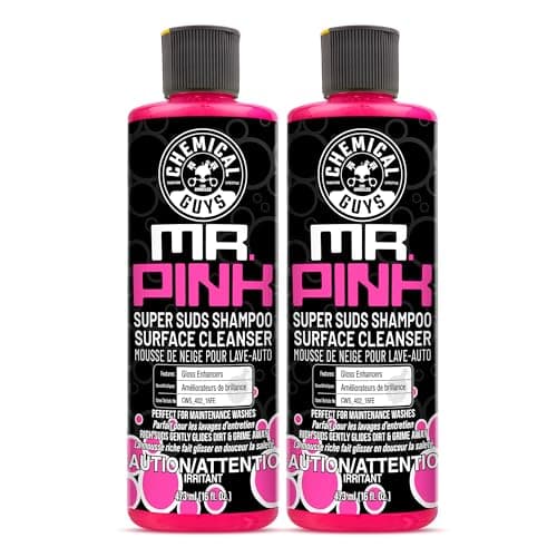 Savon moussant pour lavage de voiture Chemical Guys Mr. Pink (fonctionne avec des canons à mousse, des pistolets à mousse ou des seaux de lavage) sans danger pour les voitures, camions, motos, camping-cars et plus encore,...