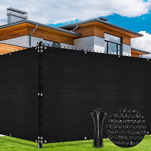 Duerer Privacy Fence Screen 5 x 50ft Black Fence Covering Heavy Duty 170GSM Commercial Windscreen Fencing Mesh Shade Net Cover, UV Protection 90%...