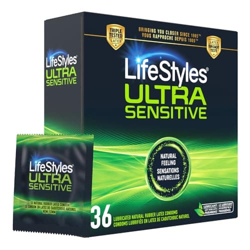 Prix ​​le plus bas en 30 jours | Préservatifs ultra-sensibles LifeStyles – 36 unités – Préservatifs en latex lubrifiés au toucher naturel