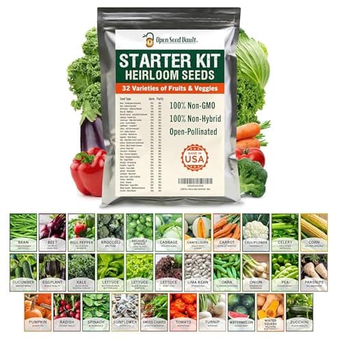 15,000+ Non-GMO Heirloom Vegetable Seeds 32 Variety Pack by Open Seed Vault